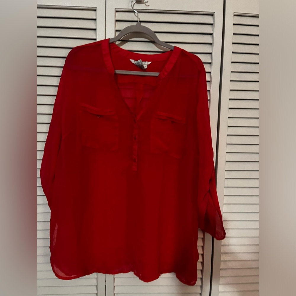 women’s Plus 1X tangerine blouse
